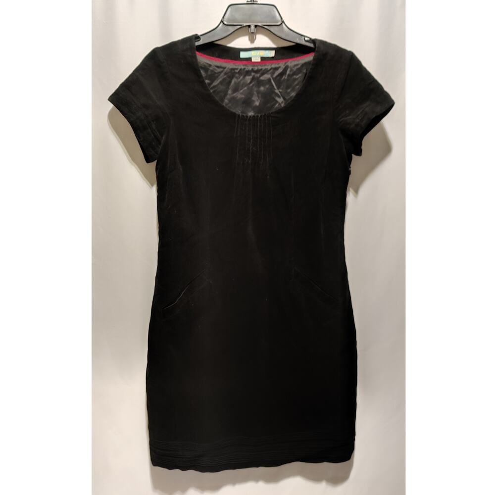 Boden Corduroy Black Mini Dress Size Size 6R Pockets‎ Lined Short Sleeve Cotton